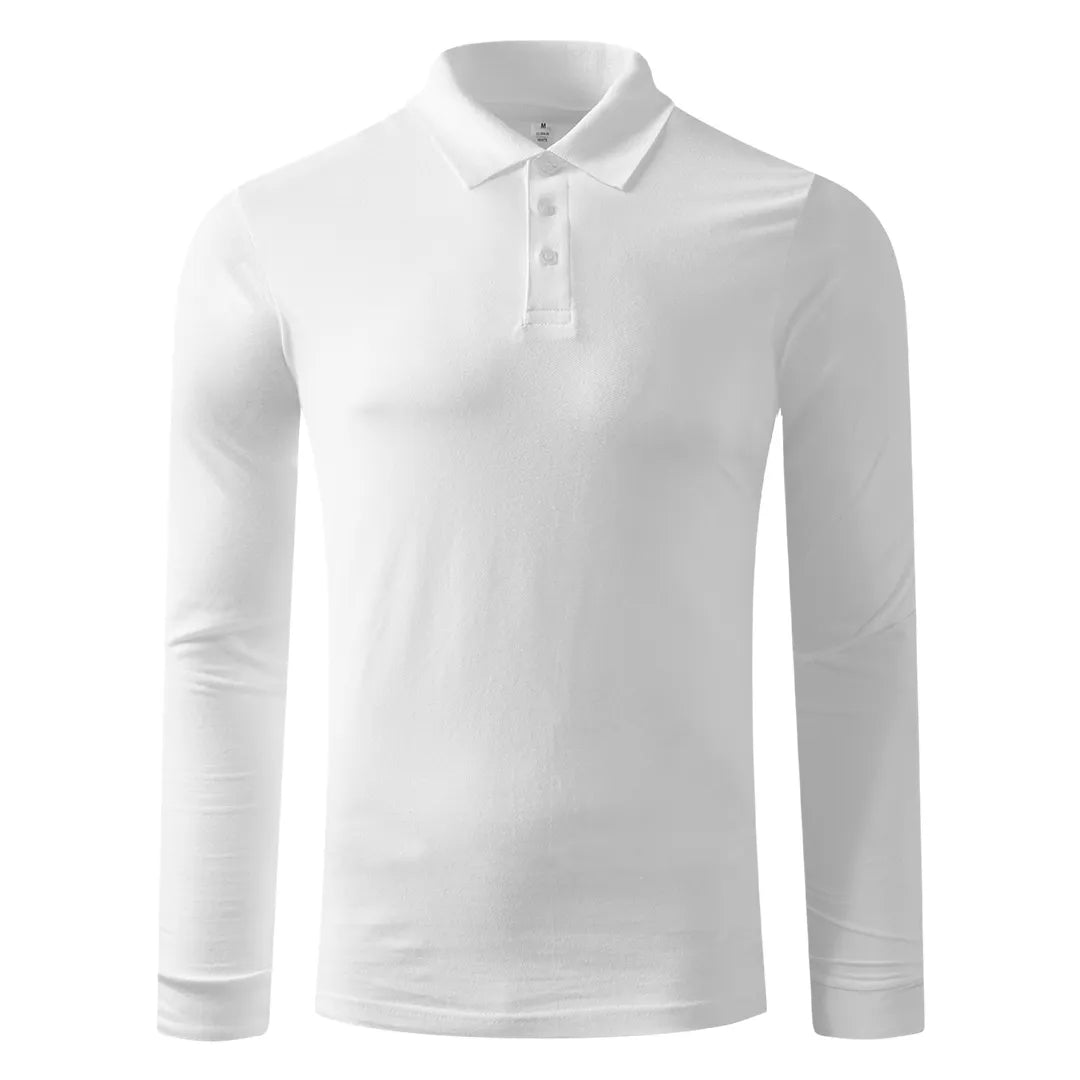 Pamučna polo majica dugih rukava, 180 g/m2 Azzurro II (unisex) - uračunata štampa ili vez