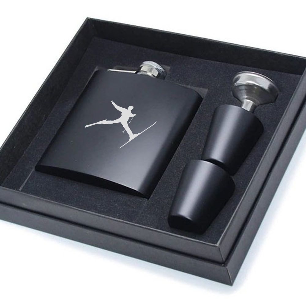 Set pljoska i 2 čašice skijaši