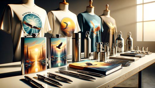 colorful personalized products neatly arranged on a sunlit modern table