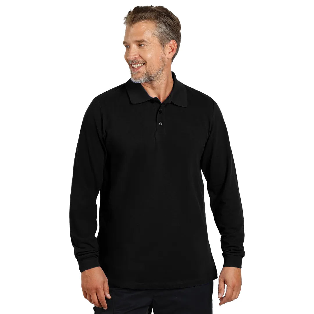 Pamučna polo majica dugih rukava, 180 g/m2 Azzurro II (unisex) - uračunata štampa ili vez