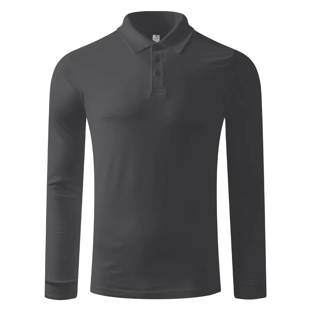 Pamučna polo majica dugih rukava, 180 g/m2 Azzurro II (unisex) - uračunata štampa ili vez