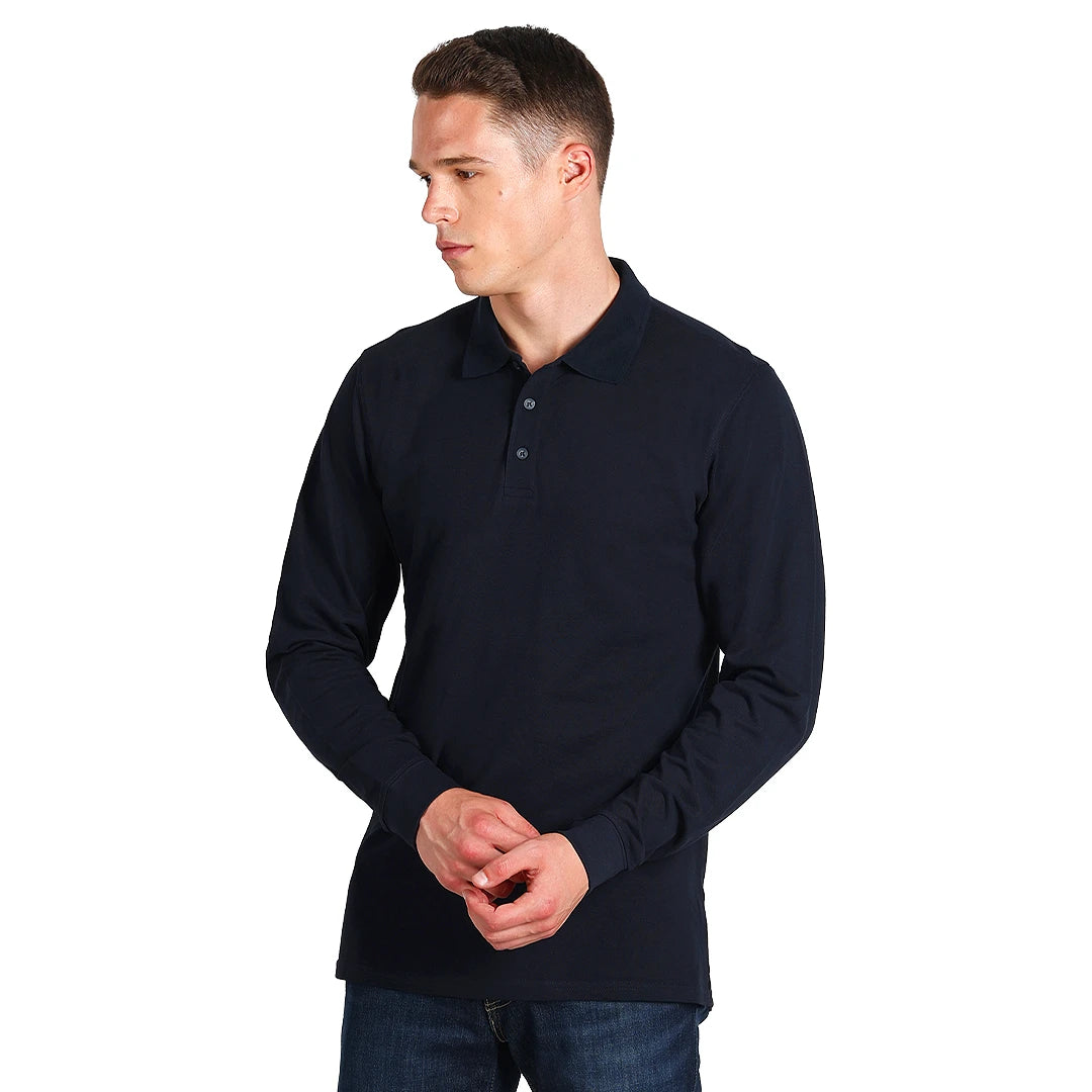 Pamučna polo majica dugih rukava, 180 g/m2 Azzurro II (unisex) - uračunata štampa ili vez