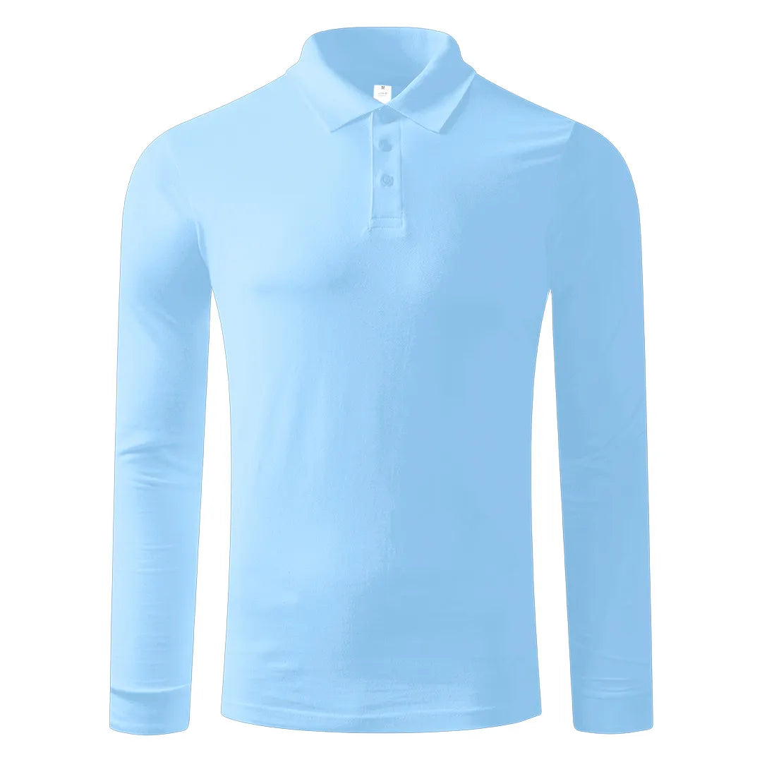 Pamučna polo majica dugih rukava, 180 g/m2 Azzurro II (unisex) - uračunata štampa ili vez