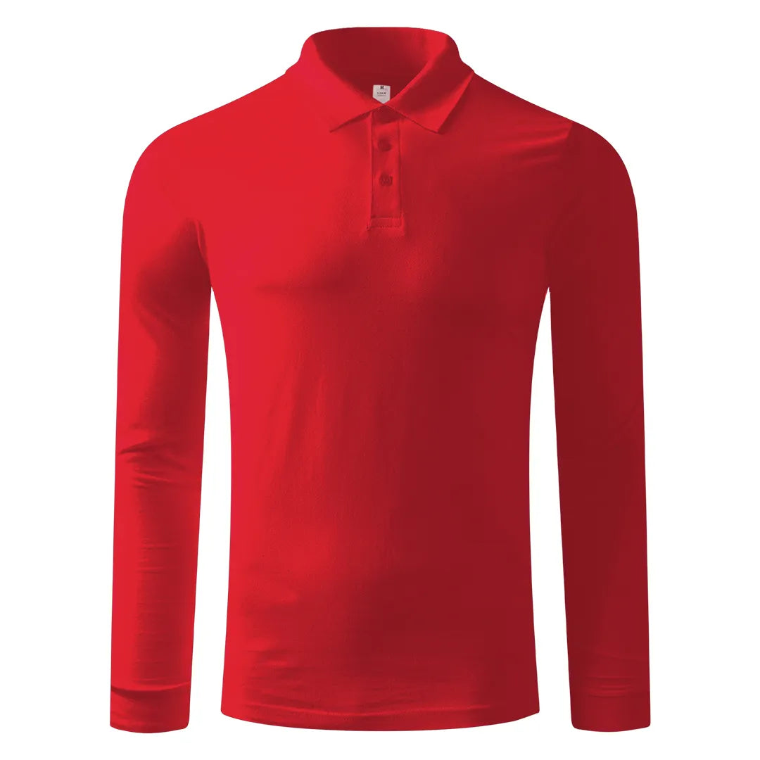 Pamučna polo majica dugih rukava, 180 g/m2 Azzurro II (unisex) - uračunata štampa ili vez
