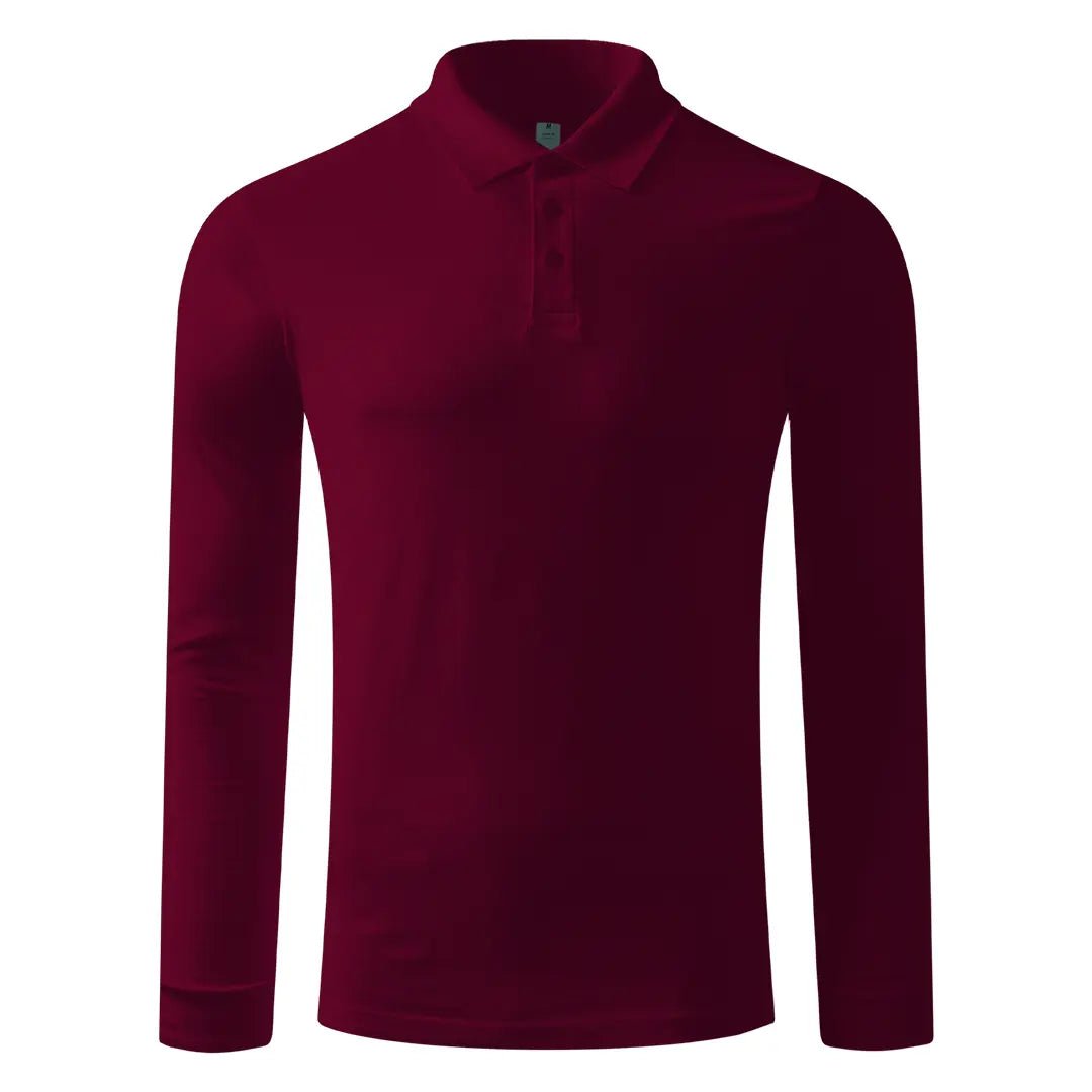 Pamučna polo majica dugih rukava, 180 g/m2 Azzurro II (unisex) - uračunata štampa ili vez