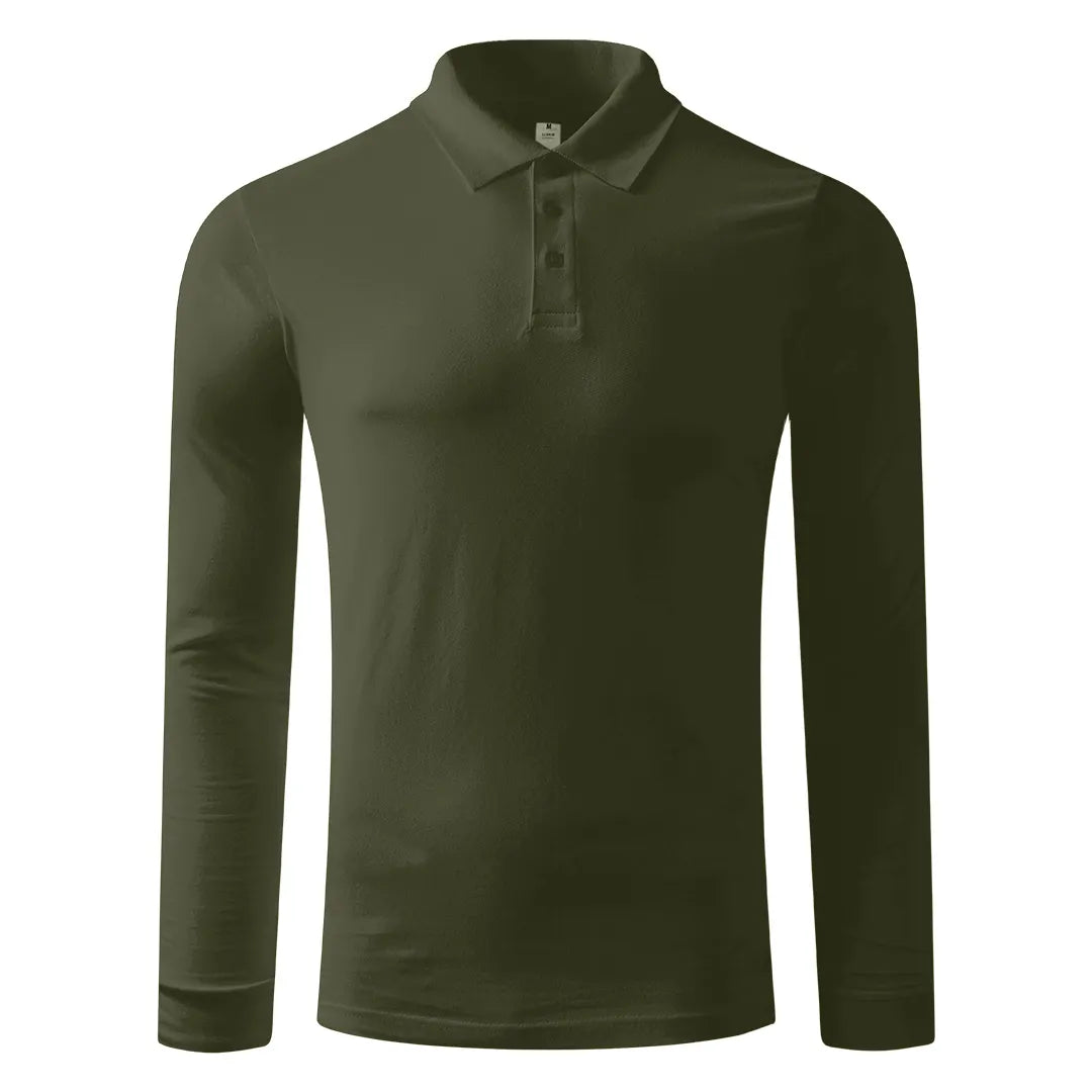 Pamučna polo majica dugih rukava, 180 g/m2 Azzurro II (unisex) - uračunata štampa ili vez