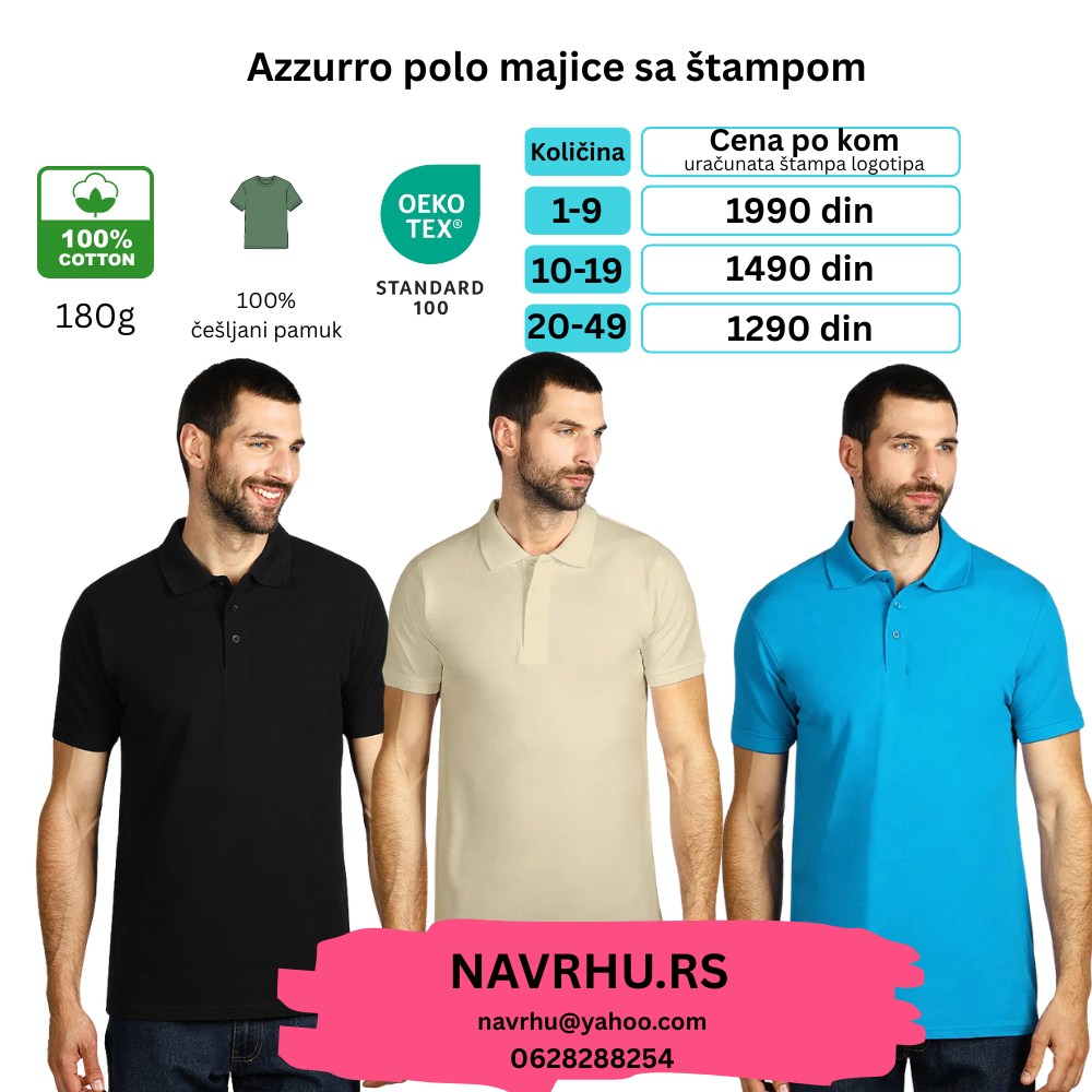 Muška polo reklamna majica Azzurro II (180g/m2)