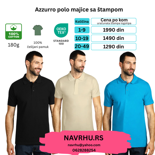 Muška polo reklamna majica Azzurro II (180g/m2)