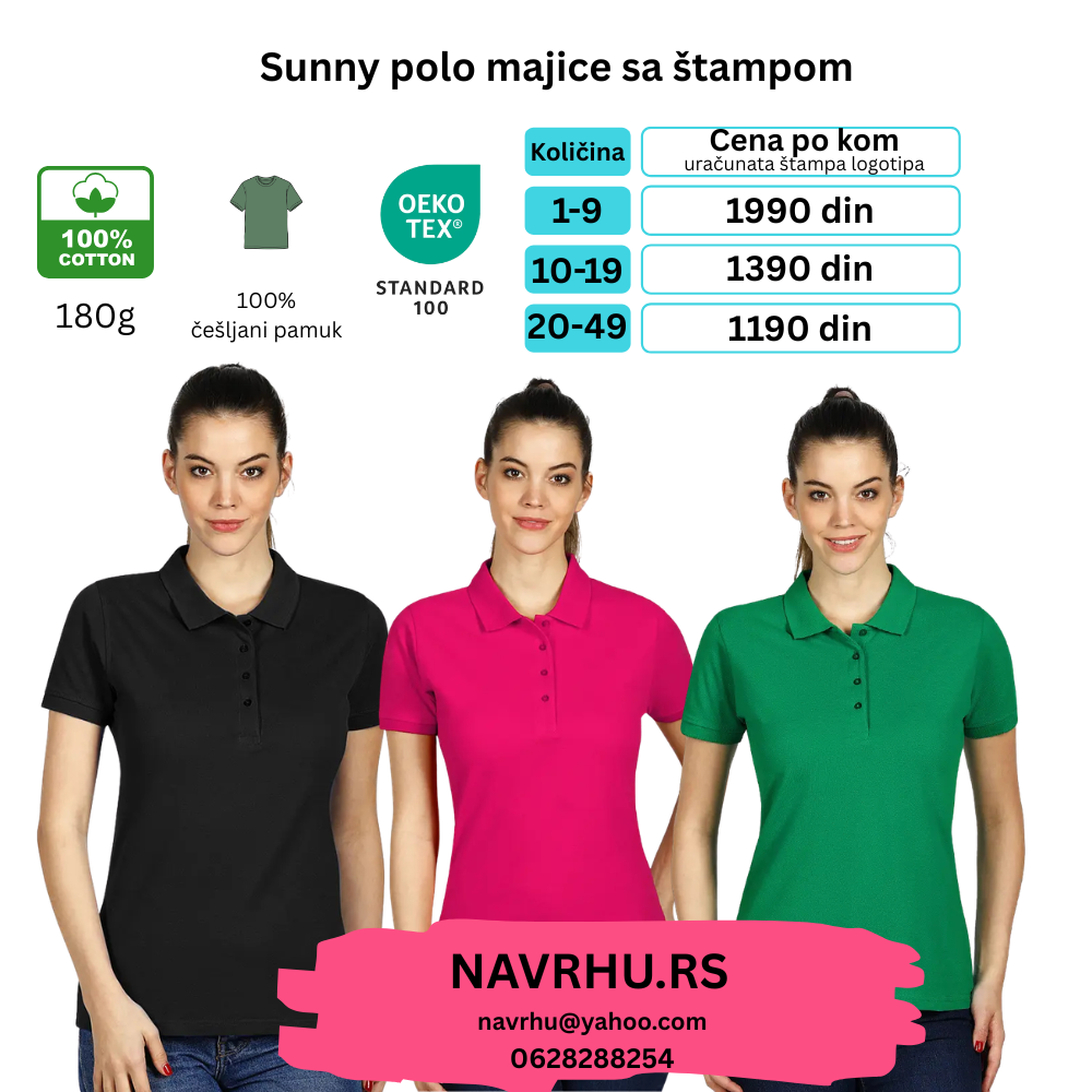 Ženska polo majica reklamna majica SUNNY (180g/m2)