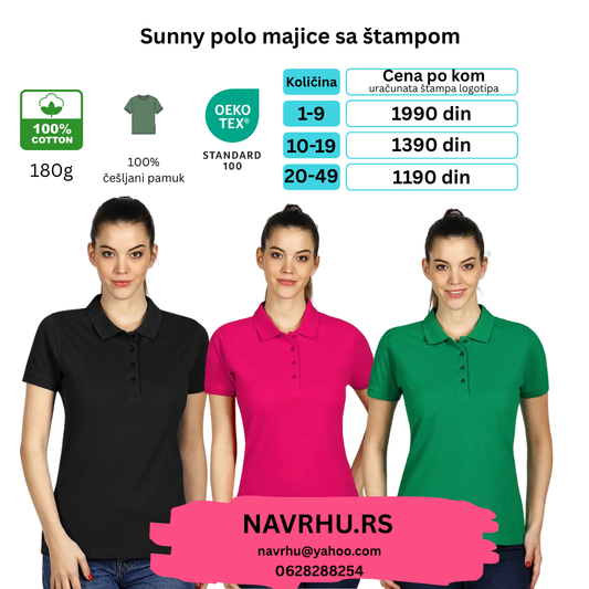 Ženska polo majica reklamna majica SUNNY (180g/m2)