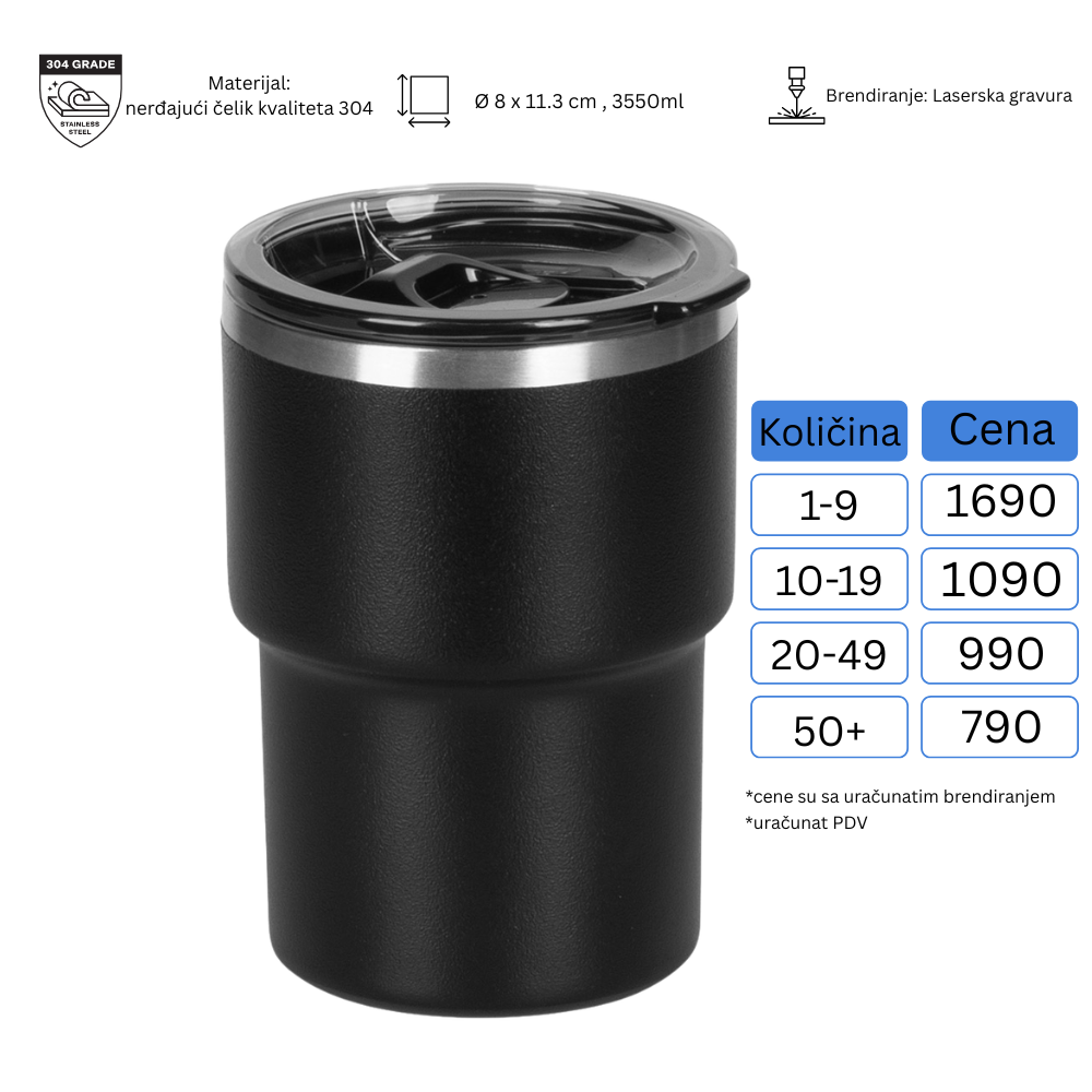 Termo šolja Brila 355ml - sa uračunatom gravurom