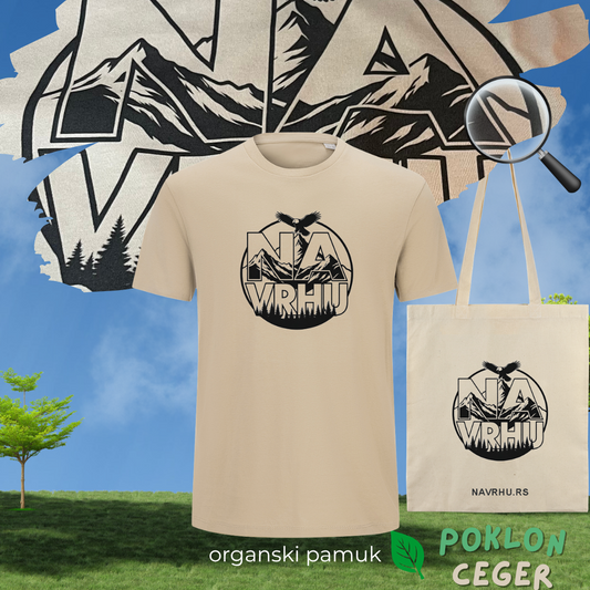 Majica za planinarenje organski pamuk NA VRHU (unisex) + POKLON CEGER