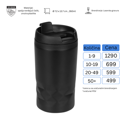 Šolja/termos za poneti Diamond 260 ml - vaš brend kao jutarnja rutina