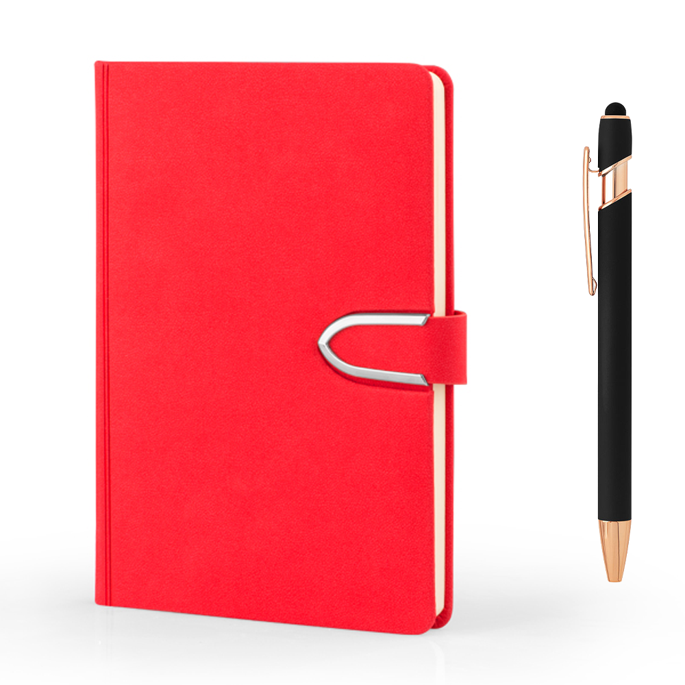 Set Master - rokovnik A5 i olovka sa laserskom gravurom – u gumiranoj kutiji sa magnetom