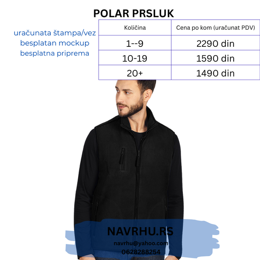 Prsluk od brušenog polara, 280 g/m2 - uračunat vez