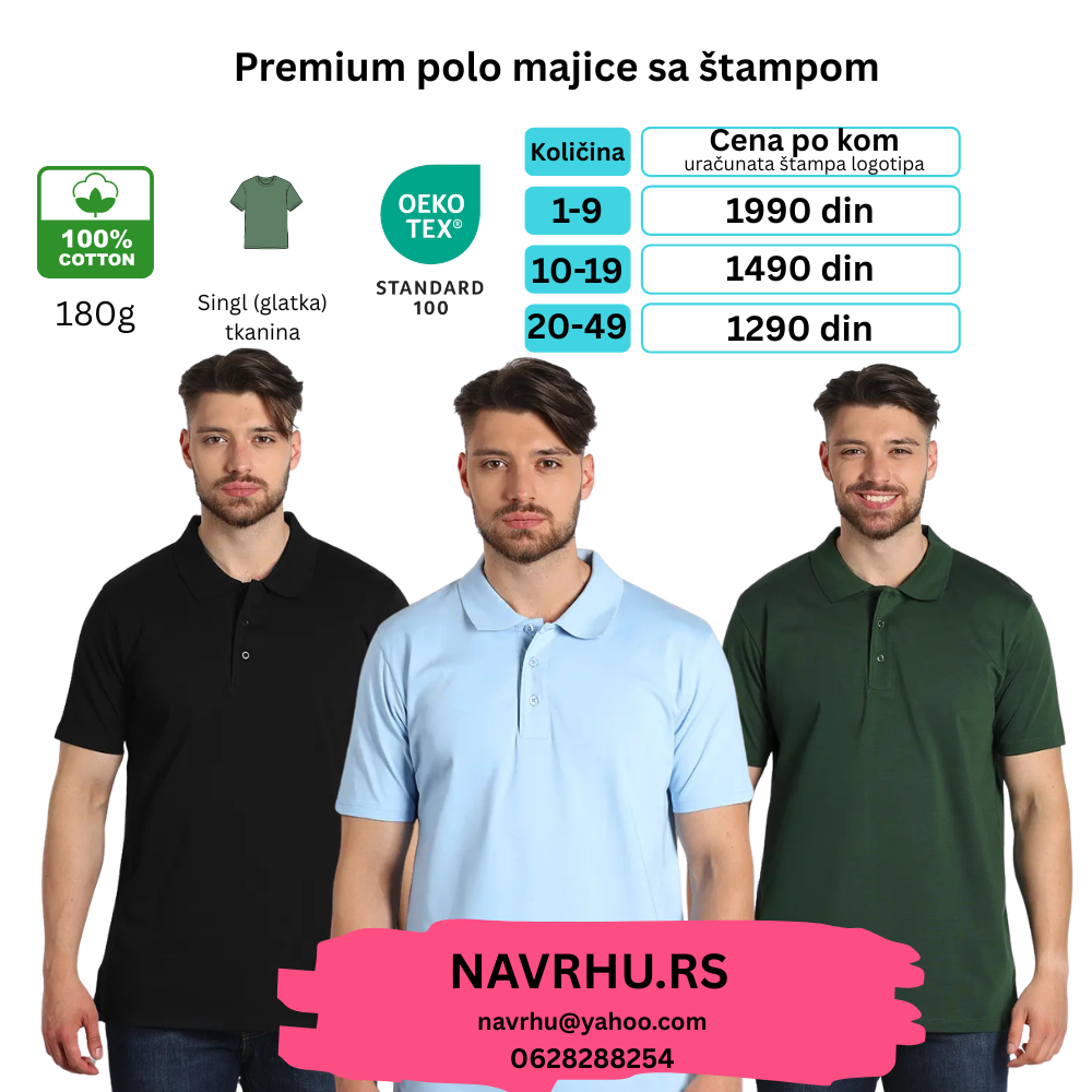 Muška polo reklamna majica Premium(180g/m2)