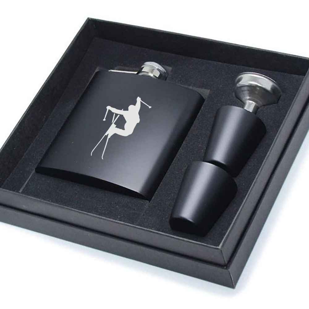 Set pljoska i 2 čašice skijaši