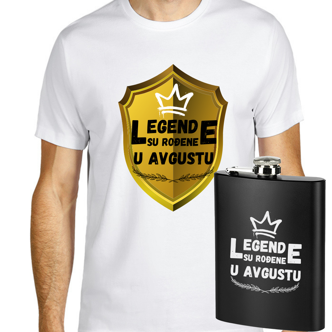 Majica premium pamuk- Legende su rođene u (odaberi mesec) + pljoska gratis