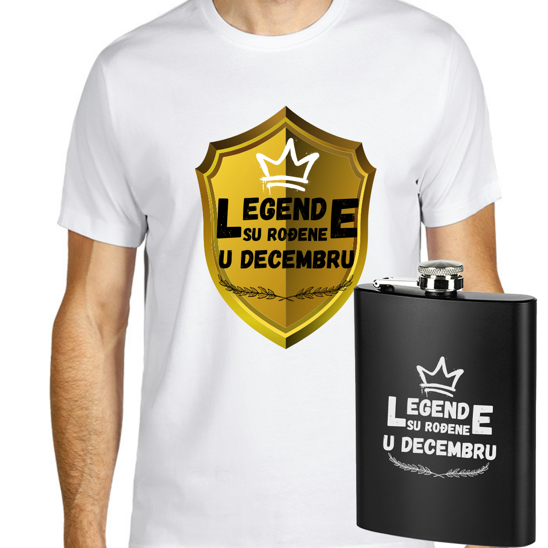 Majica premium pamuk- Legende su rođene u (odaberi mesec) + pljoska gratis