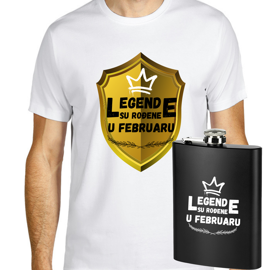 Majica premium pamuk- Legende su rođene u (odaberi mesec) + pljoska gratis