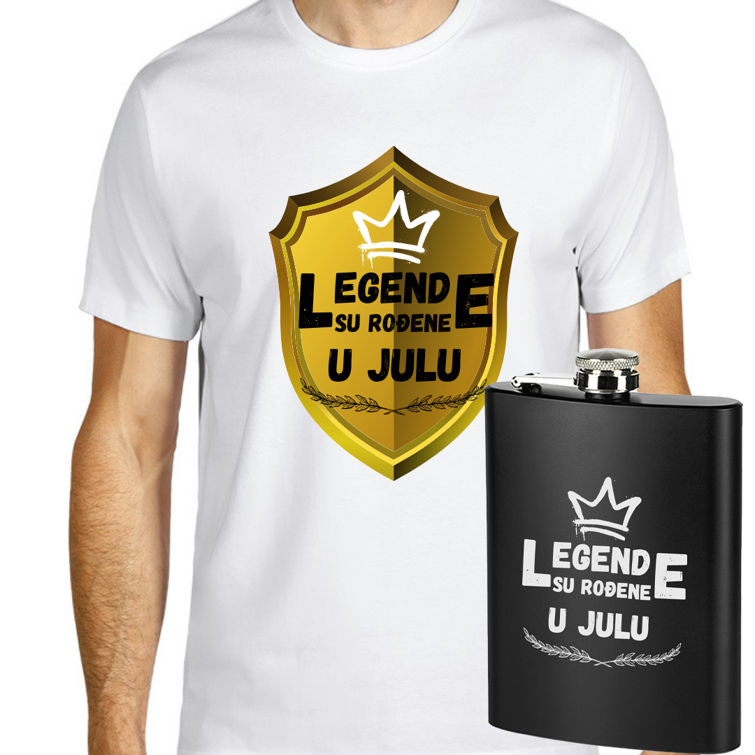 Majica premium pamuk- Legende su rođene u (odaberi mesec) + pljoska gratis