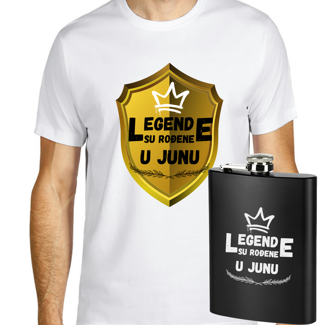 Majica premium pamuk- Legende su rođene u (odaberi mesec) + pljoska gratis