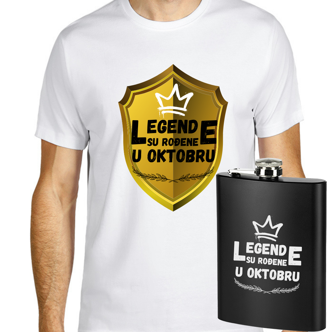 Majica premium pamuk- Legende su rođene u (odaberi mesec) + pljoska gratis