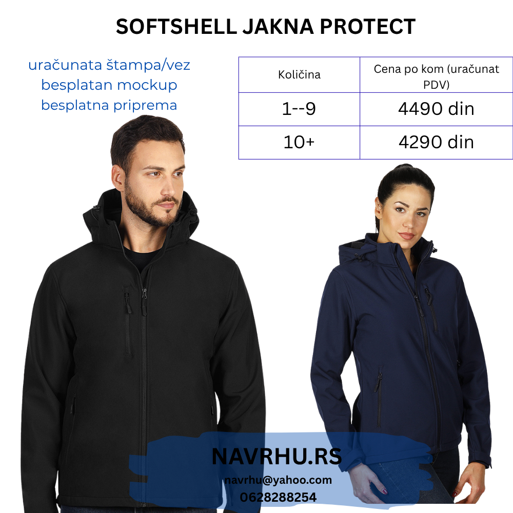 Softshell jakna Protect - uračunata štampa ili vez