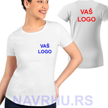 Premium enska bela pamučna majica 180g/m2(uračunata štampa po želji) - reklamne majice